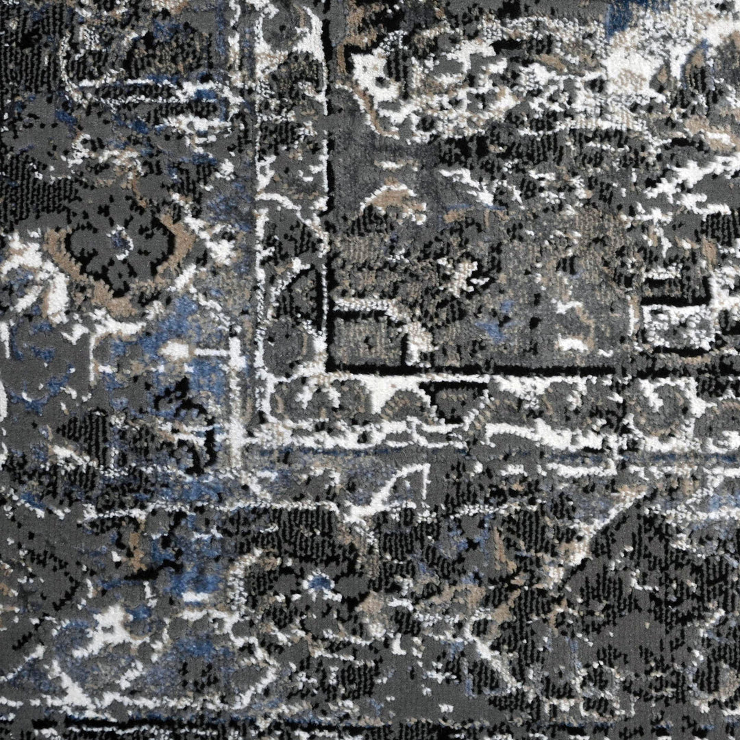 Grey Black Vintage Turkish Rug 5X8 ft