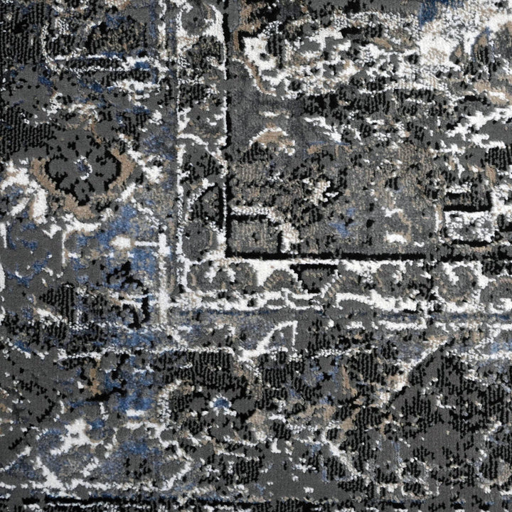 Grey Black Vintage Turkish Rug 5X8 ft