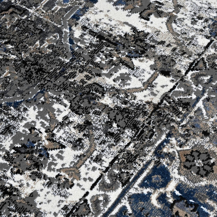 Grey Black Vintage Turkish Rug 5X8 ft