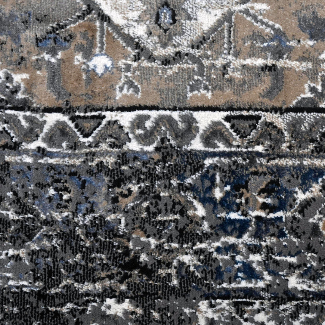 Grey Black Vintage Turkish Rug 5X8 ft