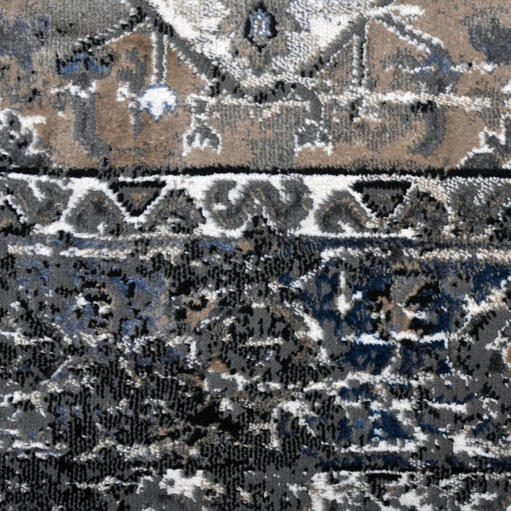 Grey Black Vintage Turkish Rug 5X8 ft