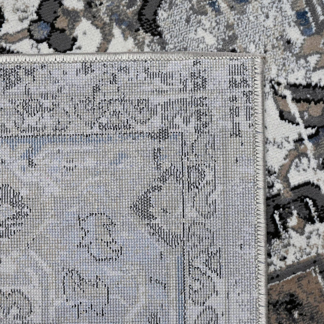 Grey Black Vintage Turkish Rug 5X8 ft