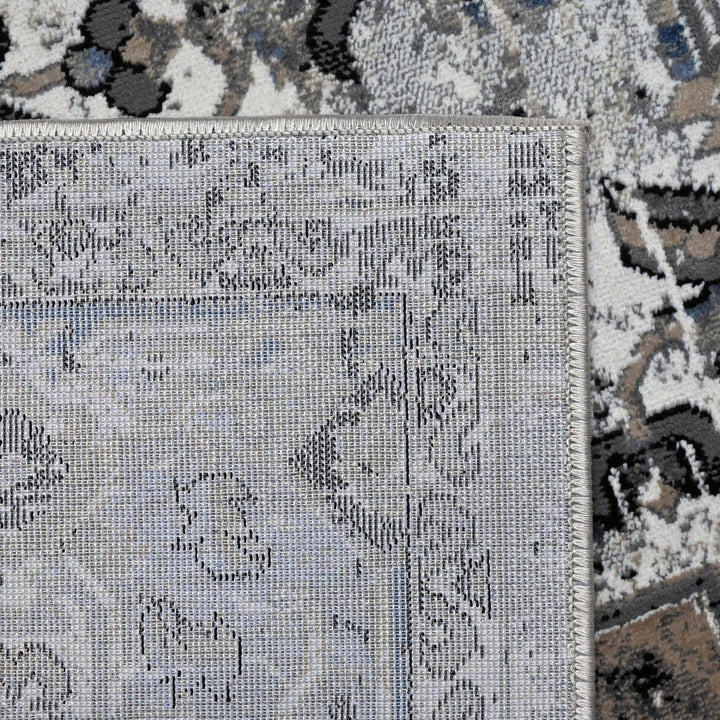 Grey Black Vintage Turkish Rug 5X8 ft