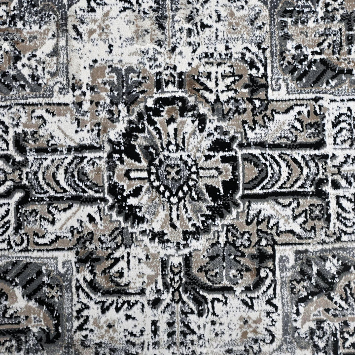 Grey Black Geometric Turkish Rug 5X8 ft