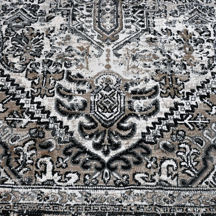 Grey Black Geometric Turkish Rug 5X8 ft