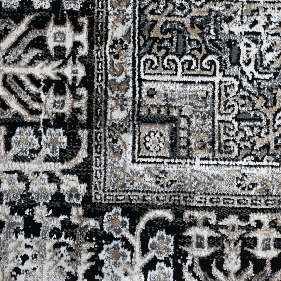 Grey Black Geometric Turkish Rug 5X8 ft