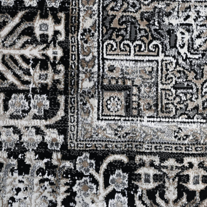 Grey Black Geometric Turkish Rug 5X8 ft