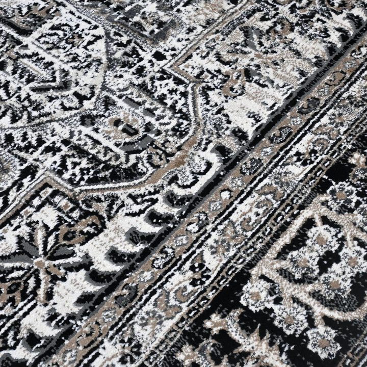 Grey Black Geometric Turkish Rug 5X8 ft