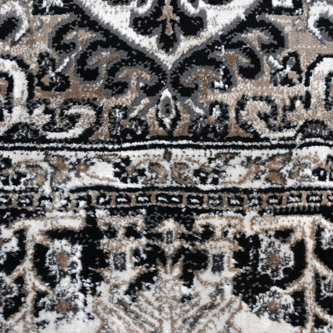 Grey Black Geometric Turkish Rug 5X8 ft