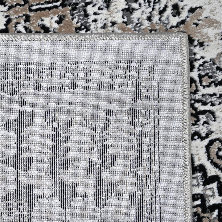 Grey Black Geometric Turkish Rug 5X8 ft