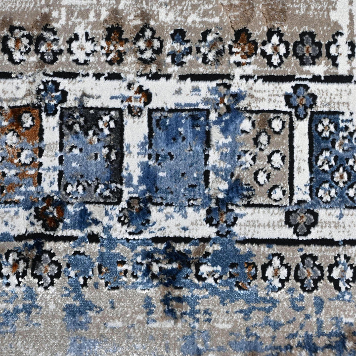 Grey Black Geometric Turkish Rug 5X8 ft