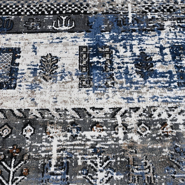 Grey Black Geometric Turkish Rug 5X8 ft