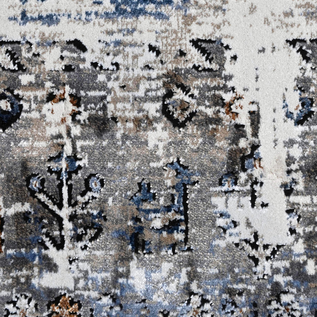 Grey Black Geometric Turkish Rug 5X8 ft