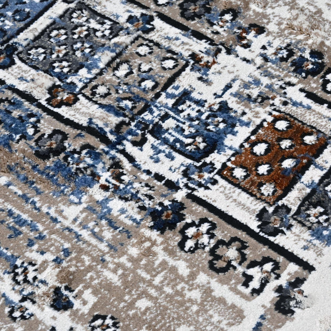 Grey Black Geometric Turkish Rug 5X8 ft