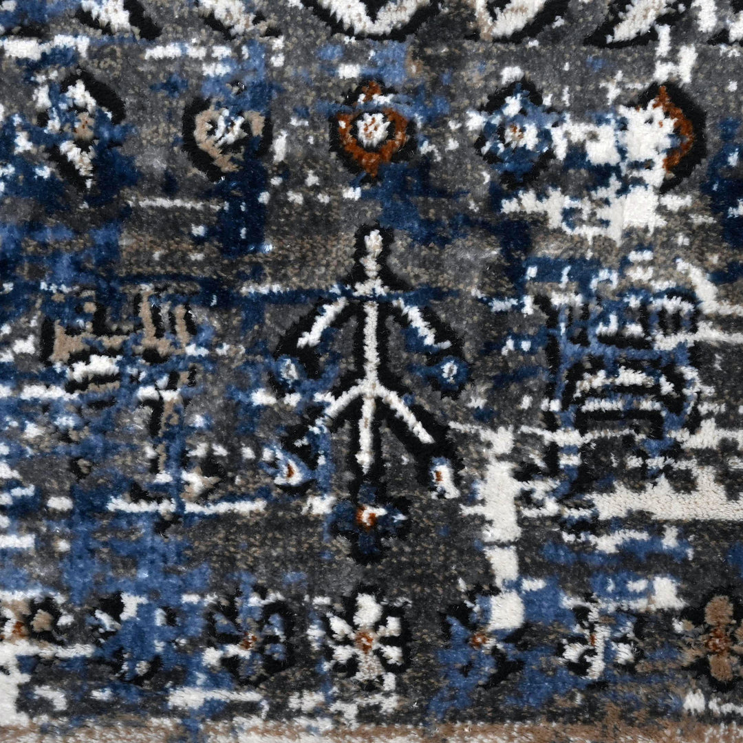 Grey Black Geometric Turkish Rug 5X8 ft