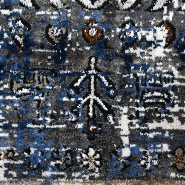 Grey Black Geometric Turkish Rug 5X8 ft