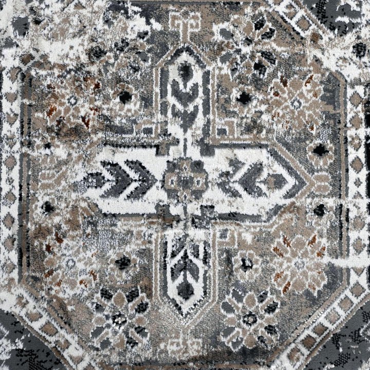 Grey Black Vintage Turkish Rug 5X8 ft