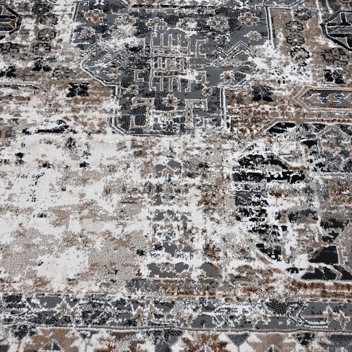 Grey Black Vintage Turkish Rug 5X8 ft