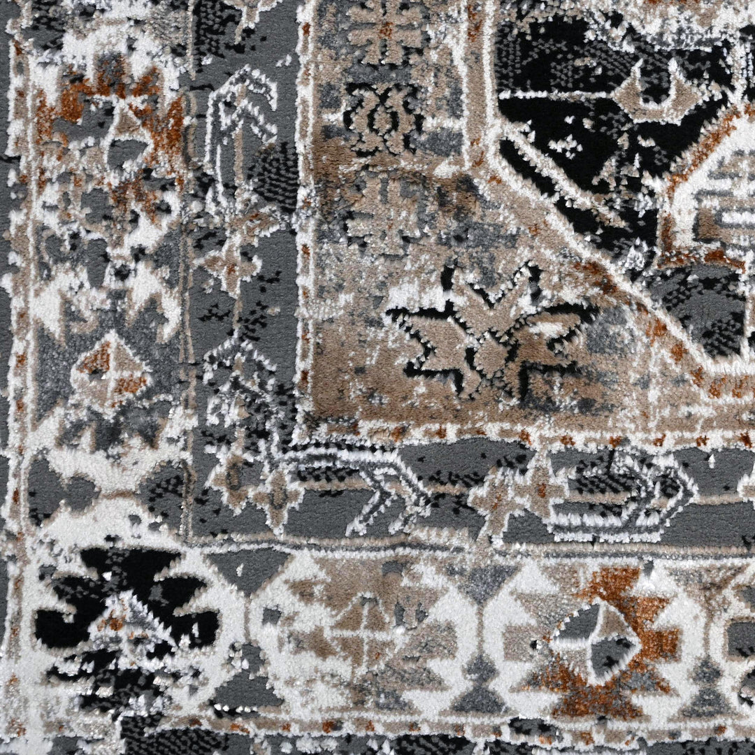 Grey Black Vintage Turkish Rug 5X8 ft