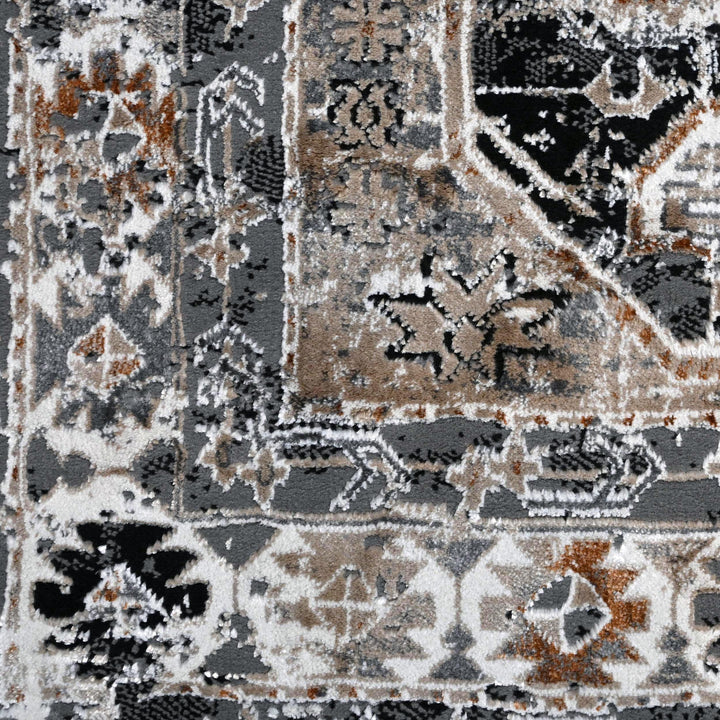 Grey Black Vintage Turkish Rug 5X8 ft