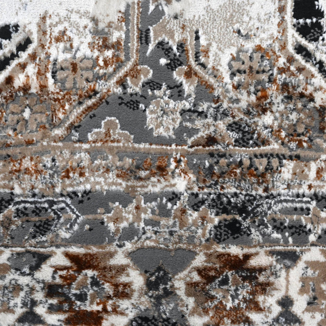 Grey Black Vintage Turkish Rug 5X8 ft