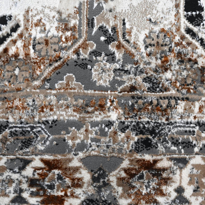 Grey Black Vintage Turkish Rug 5X8 ft