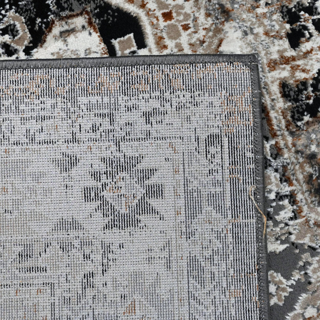 Grey Black Vintage Turkish Rug 5X8 ft