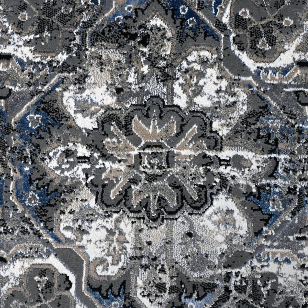 Grey Black Geometric Turkish Rug 5X8 ft