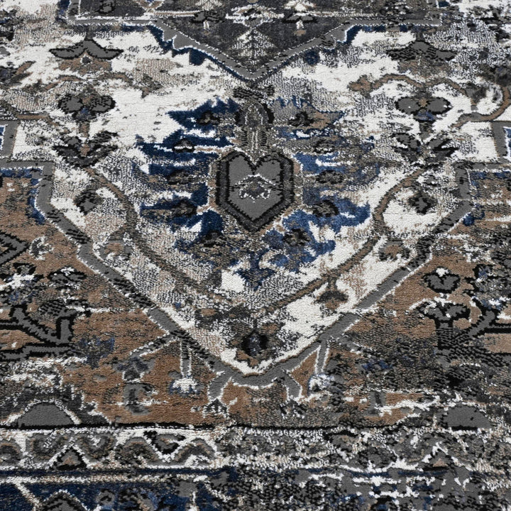 Grey Black Geometric Turkish Rug 5X8 ft