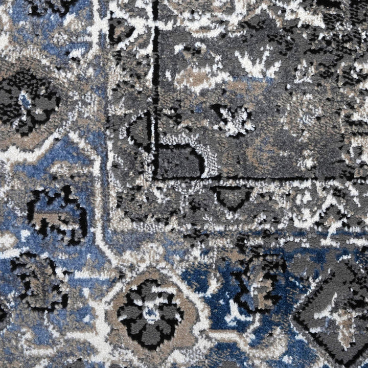 Grey Black Geometric Turkish Rug 5X8 ft