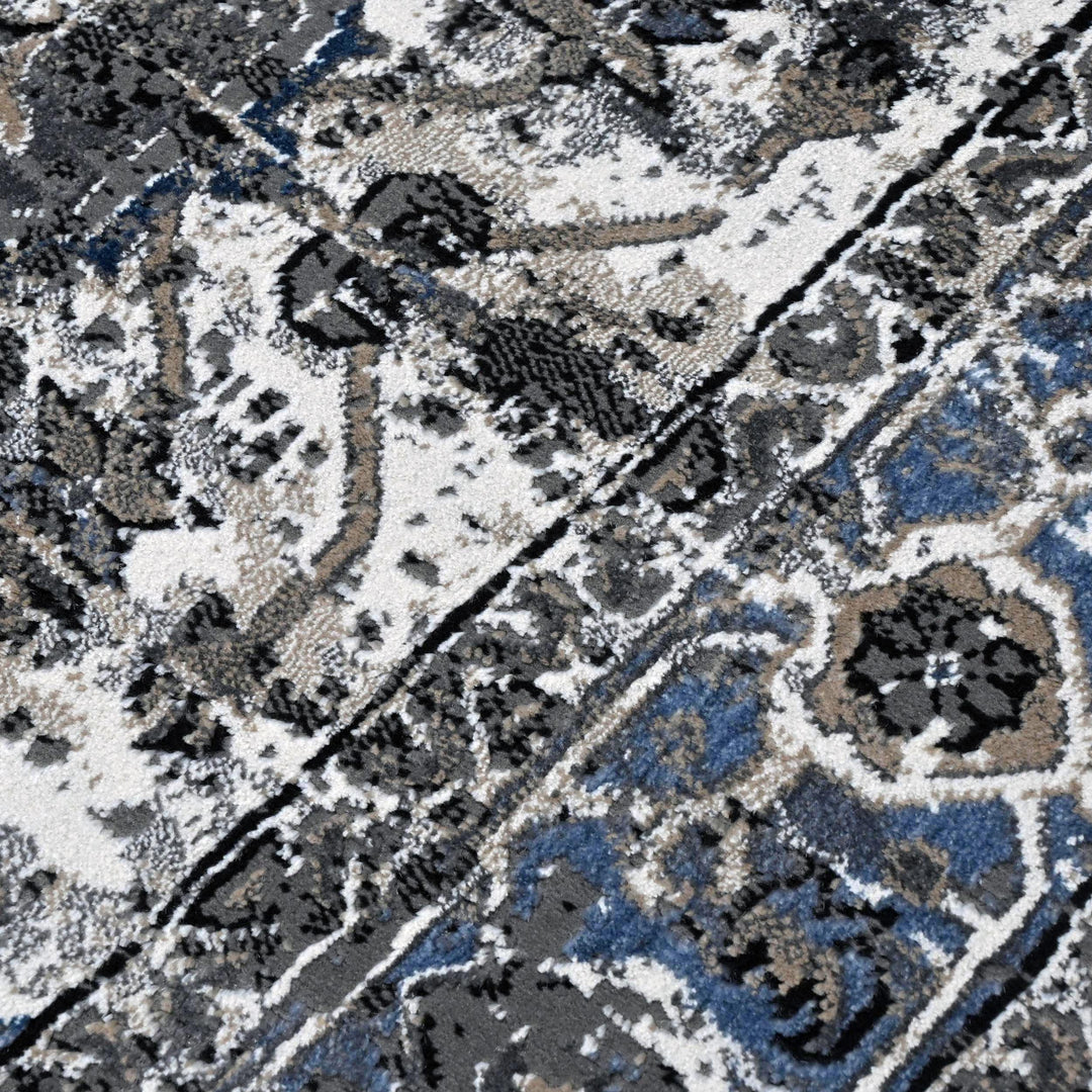 Grey Black Geometric Turkish Rug 5X8 ft