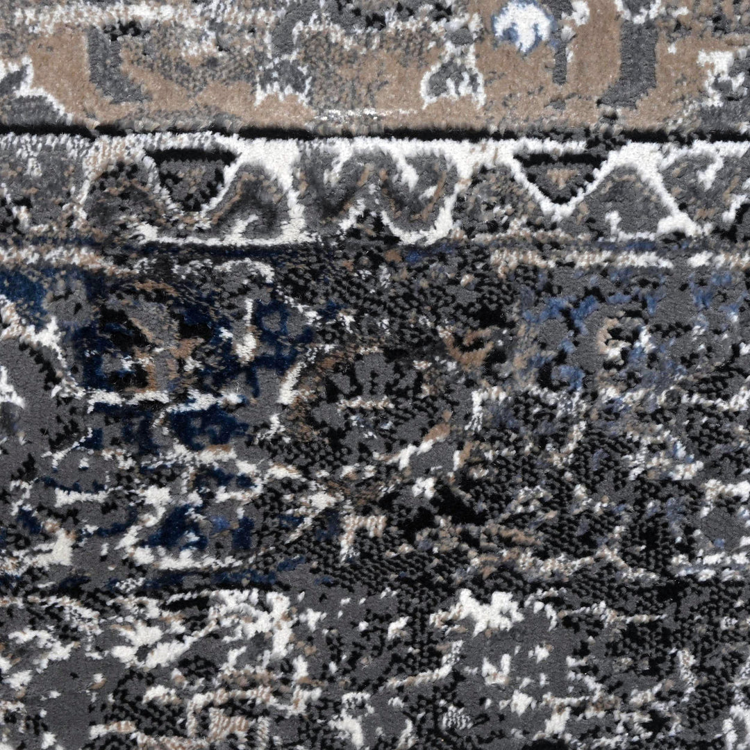 Grey Black Geometric Turkish Rug 5X8 ft