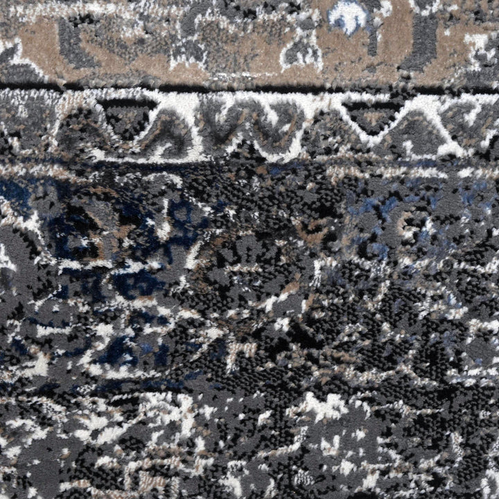 Grey Black Geometric Turkish Rug 5X8 ft