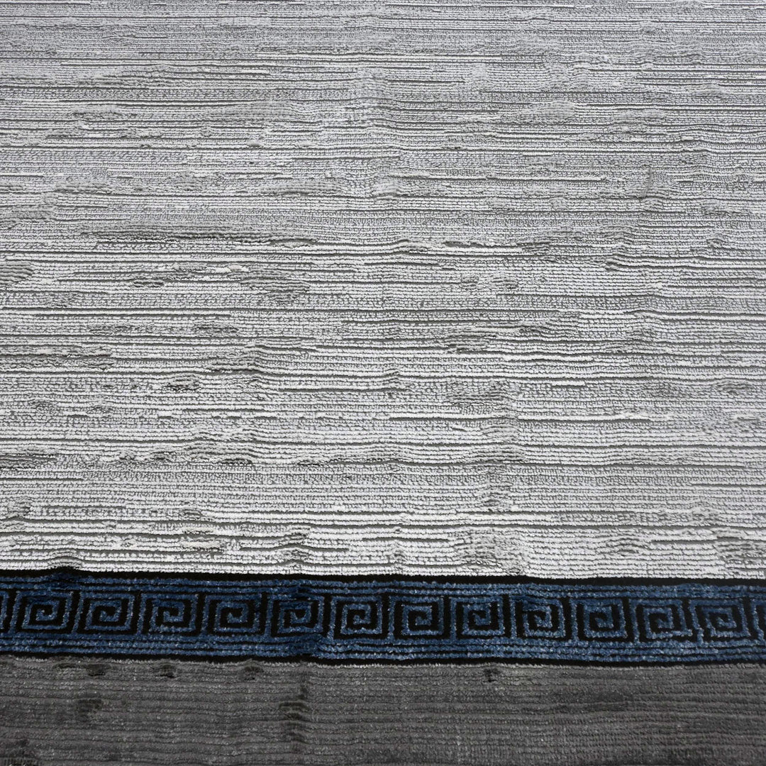 Grey Black Border Turkish Rug 5X8 ft