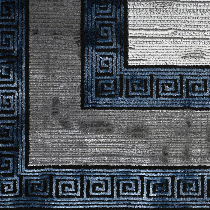 Grey Black Border Turkish Rug 5X8 ft