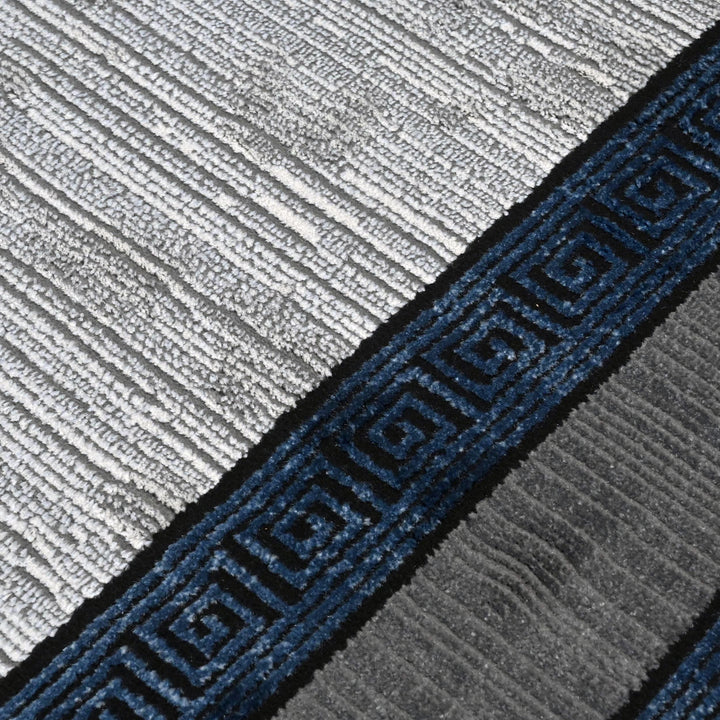 Grey Black Border Turkish Rug 5X8 ft