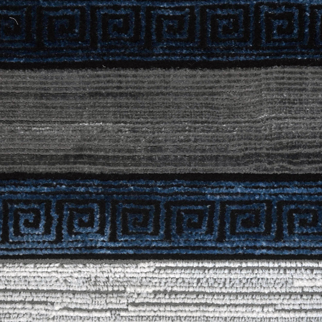 Grey Black Border Turkish Rug 5X8 ft