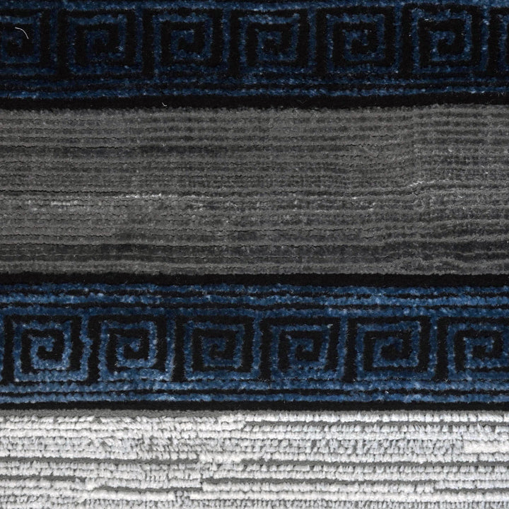 Grey Black Border Turkish Rug 5X8 ft