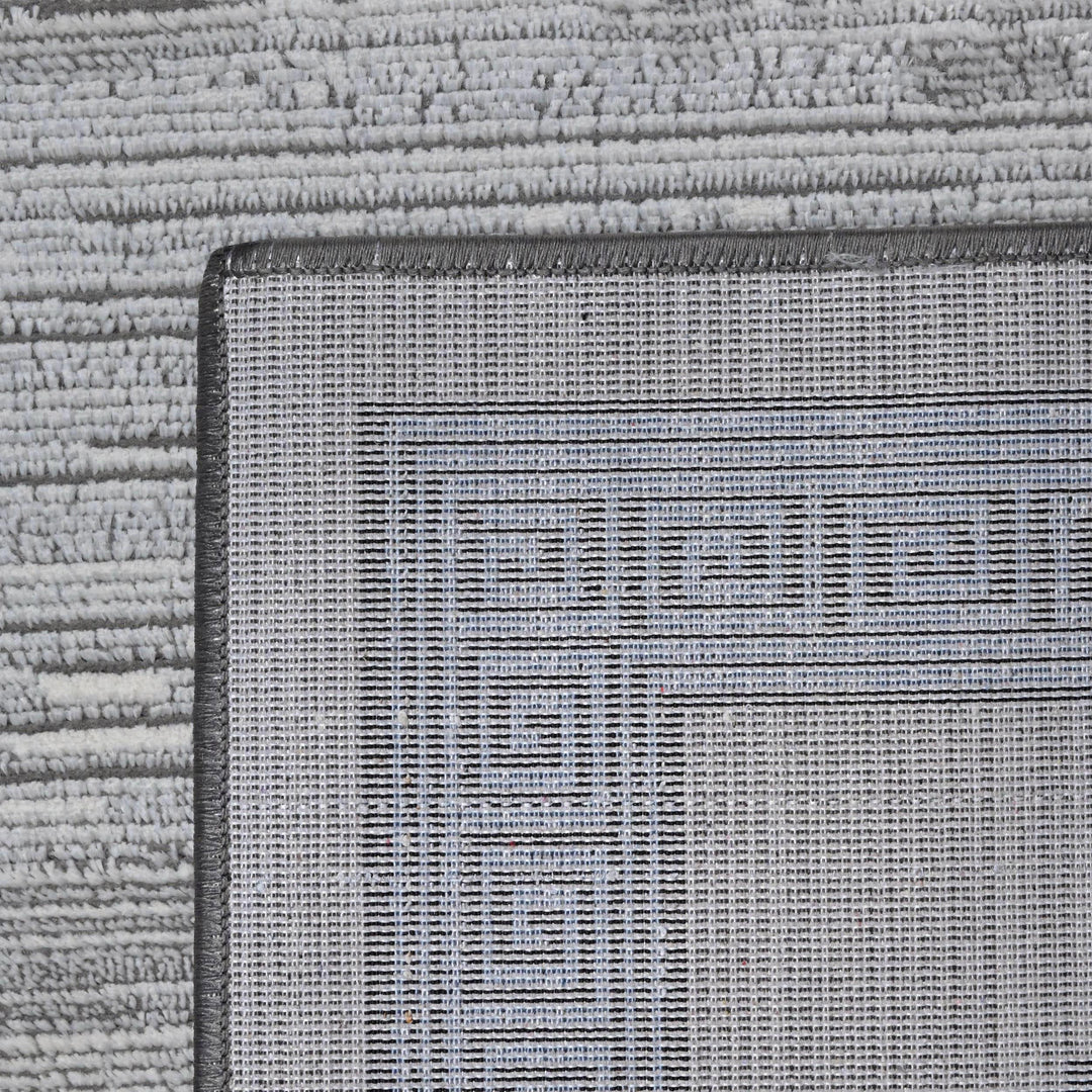 Grey Black Border Turkish Rug 5X8 ft