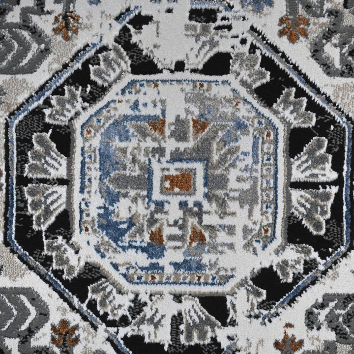 Grey Black GeometricTurkish Rug 5X8 ft