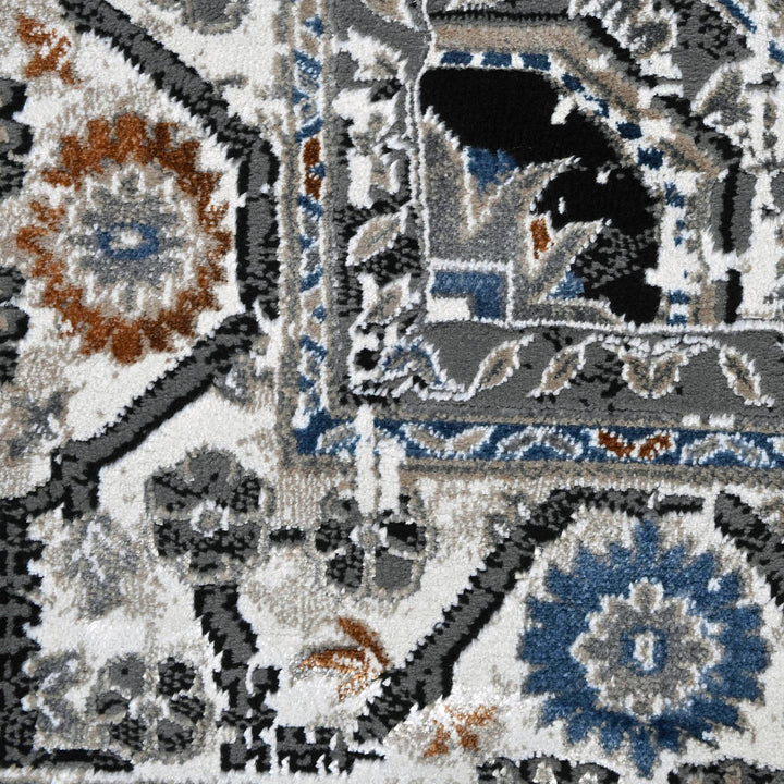 Grey Black GeometricTurkish Rug 5X8 ft