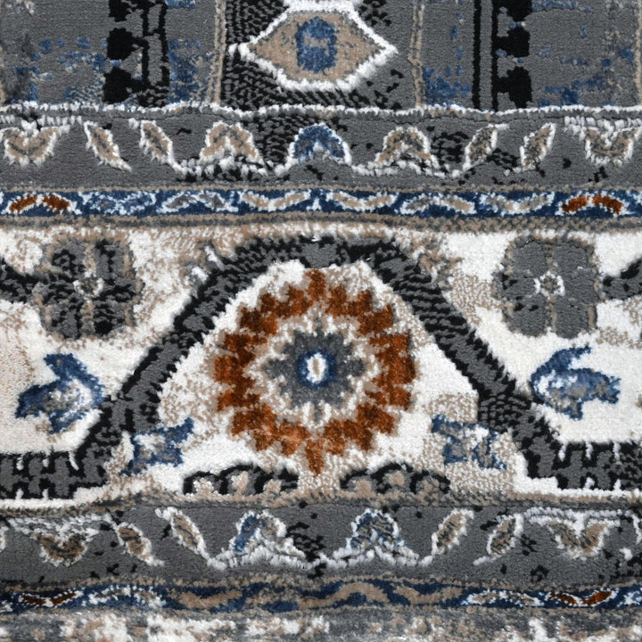 Grey Black GeometricTurkish Rug 5X8 ft