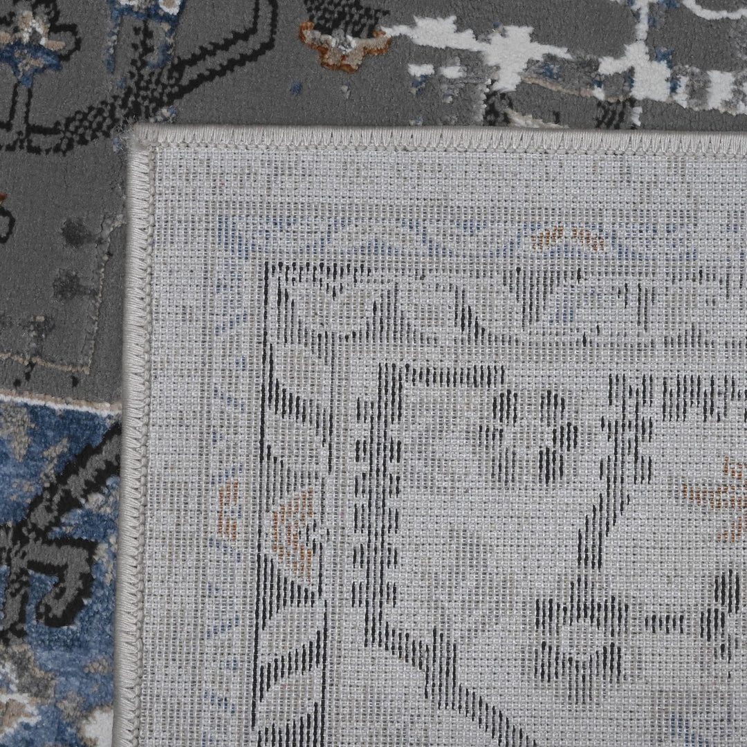 Grey Black GeometricTurkish Rug 5X8 ft