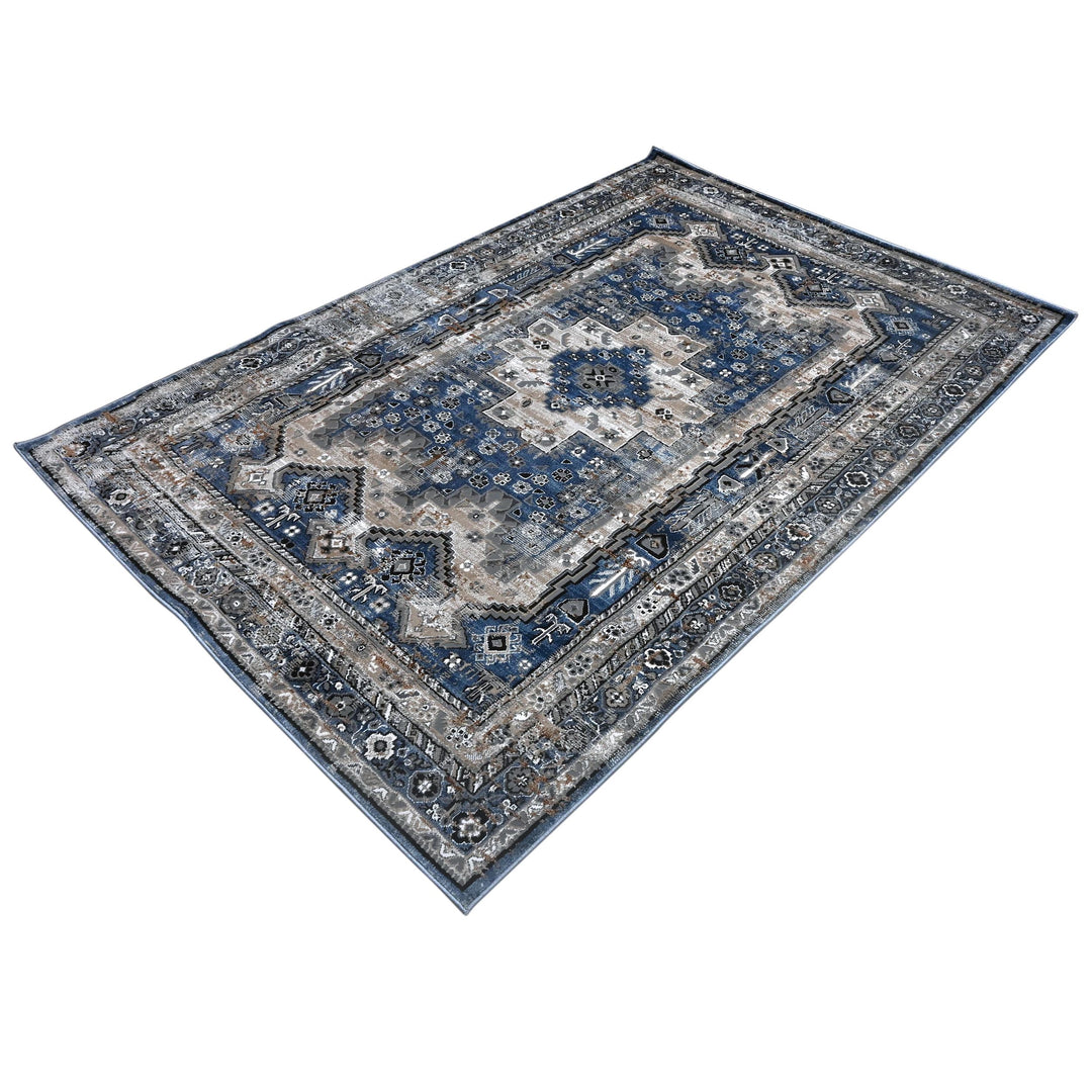 Blue Grey Turkish Rug 5X8 ft