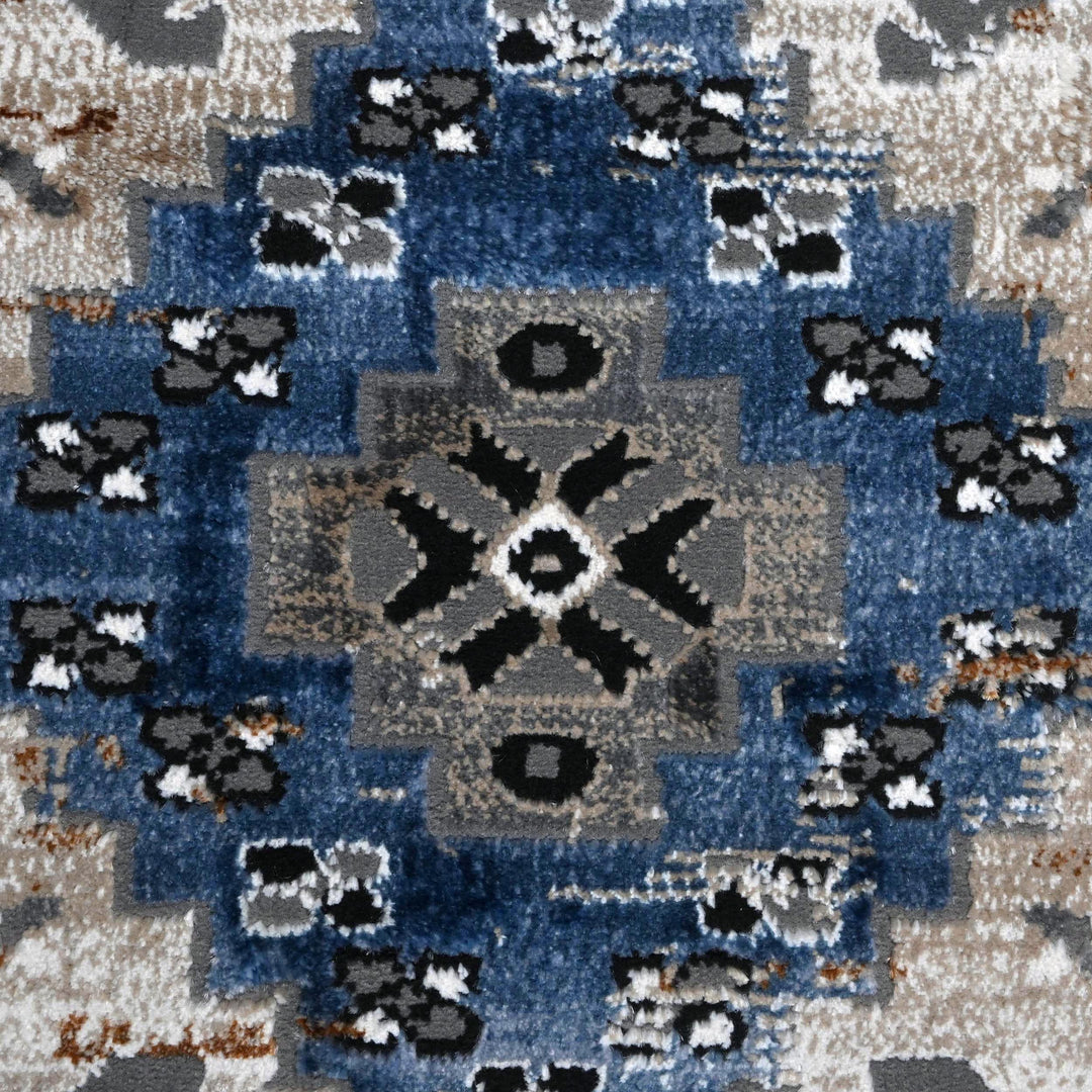 Blue Grey Turkish Rug 5X8 ft