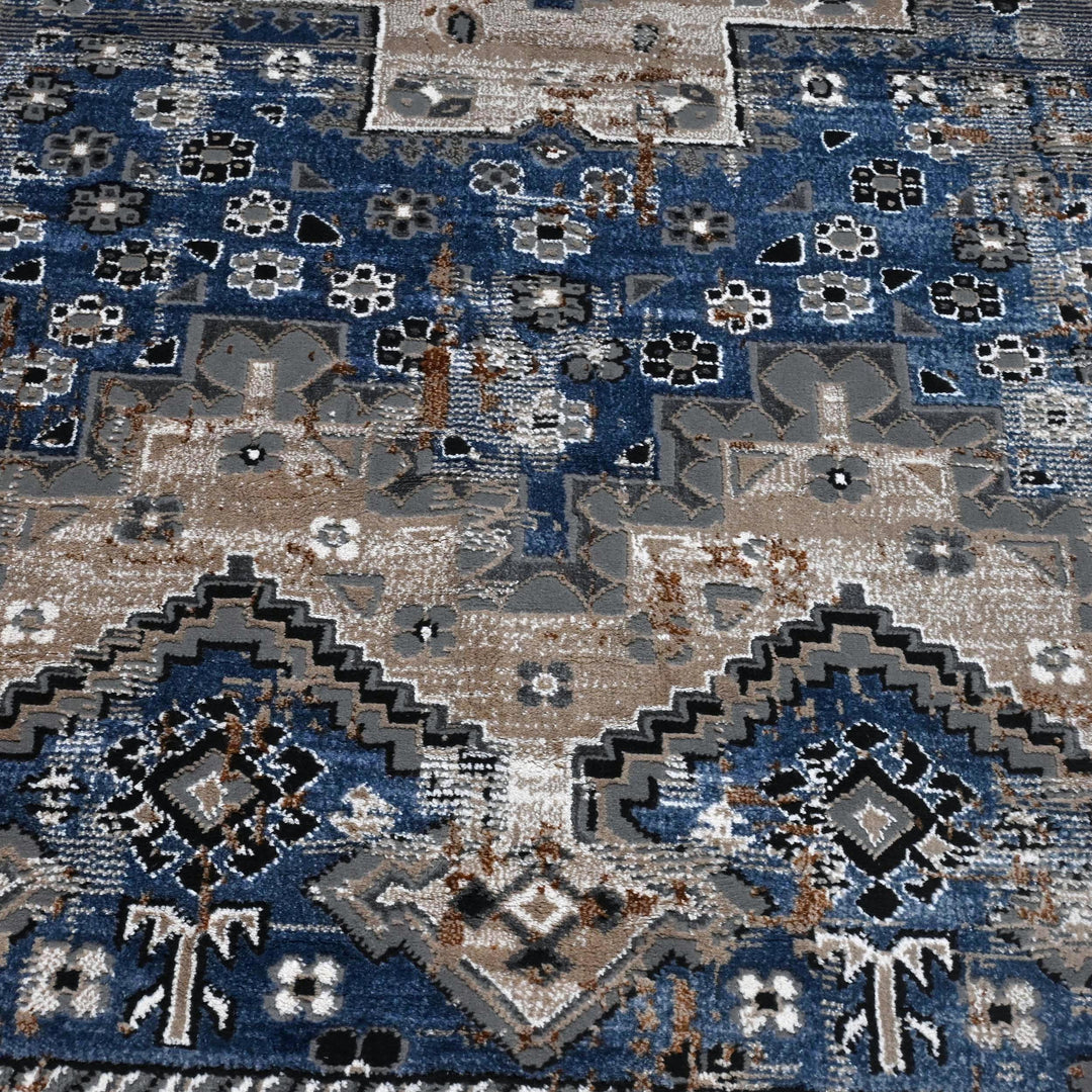 Blue Grey Turkish Rug 5X8 ft