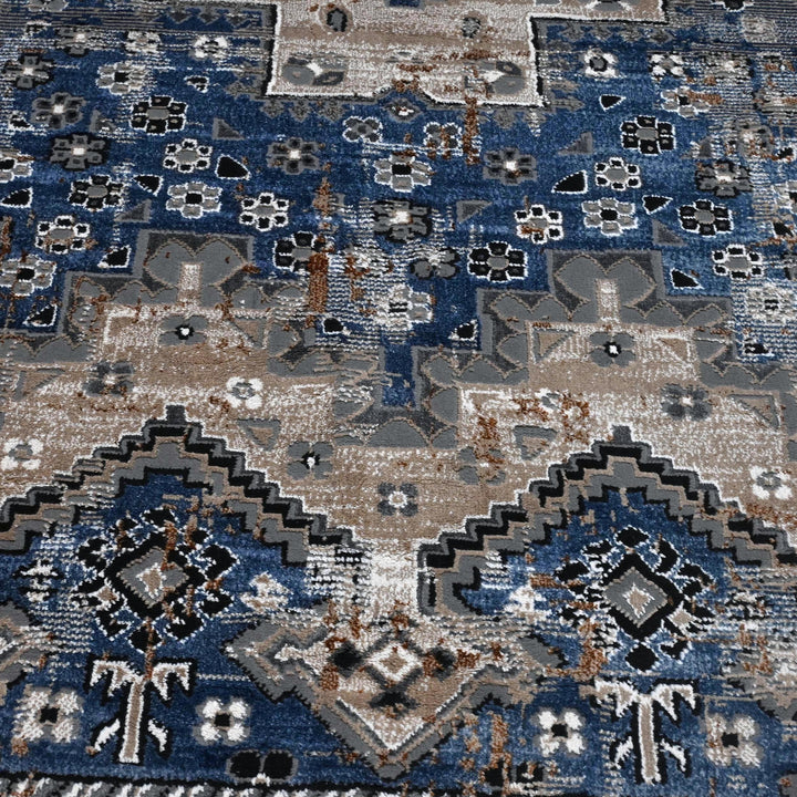 Blue Grey Turkish Rug 5X8 ft