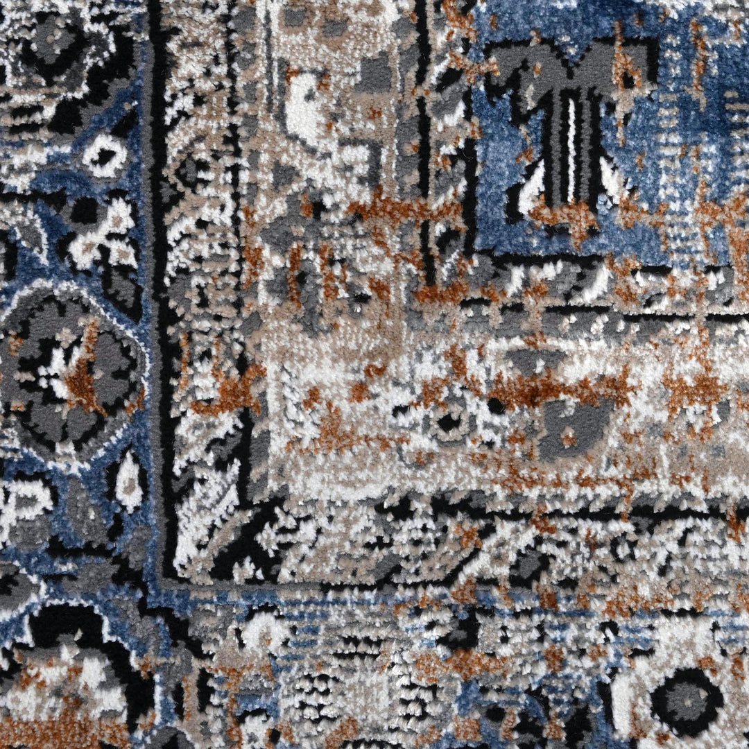 Blue Grey Turkish Rug 5X8 ft