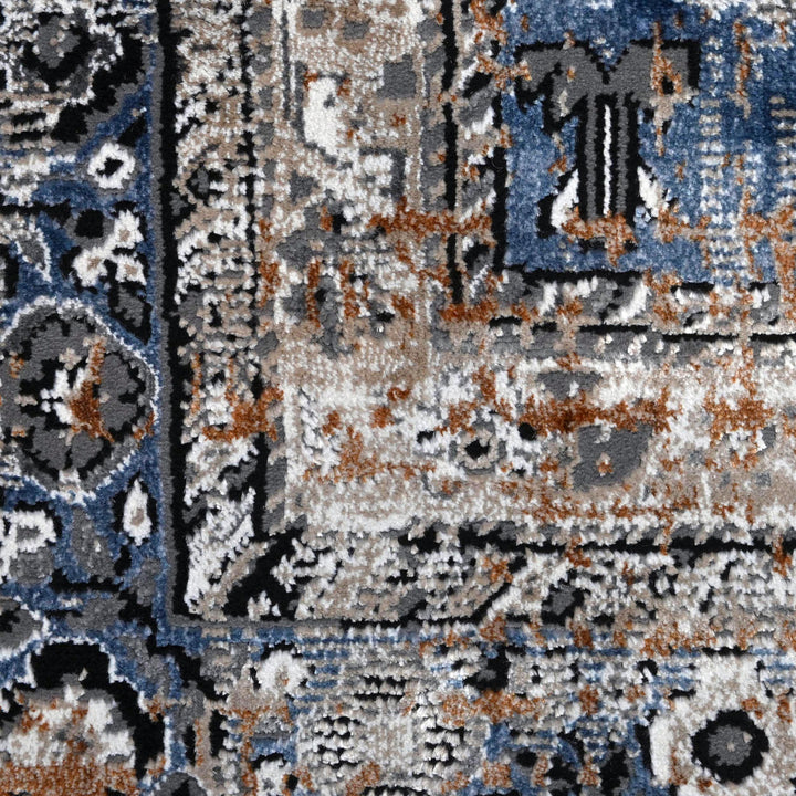 Blue Grey Turkish Rug 5X8 ft