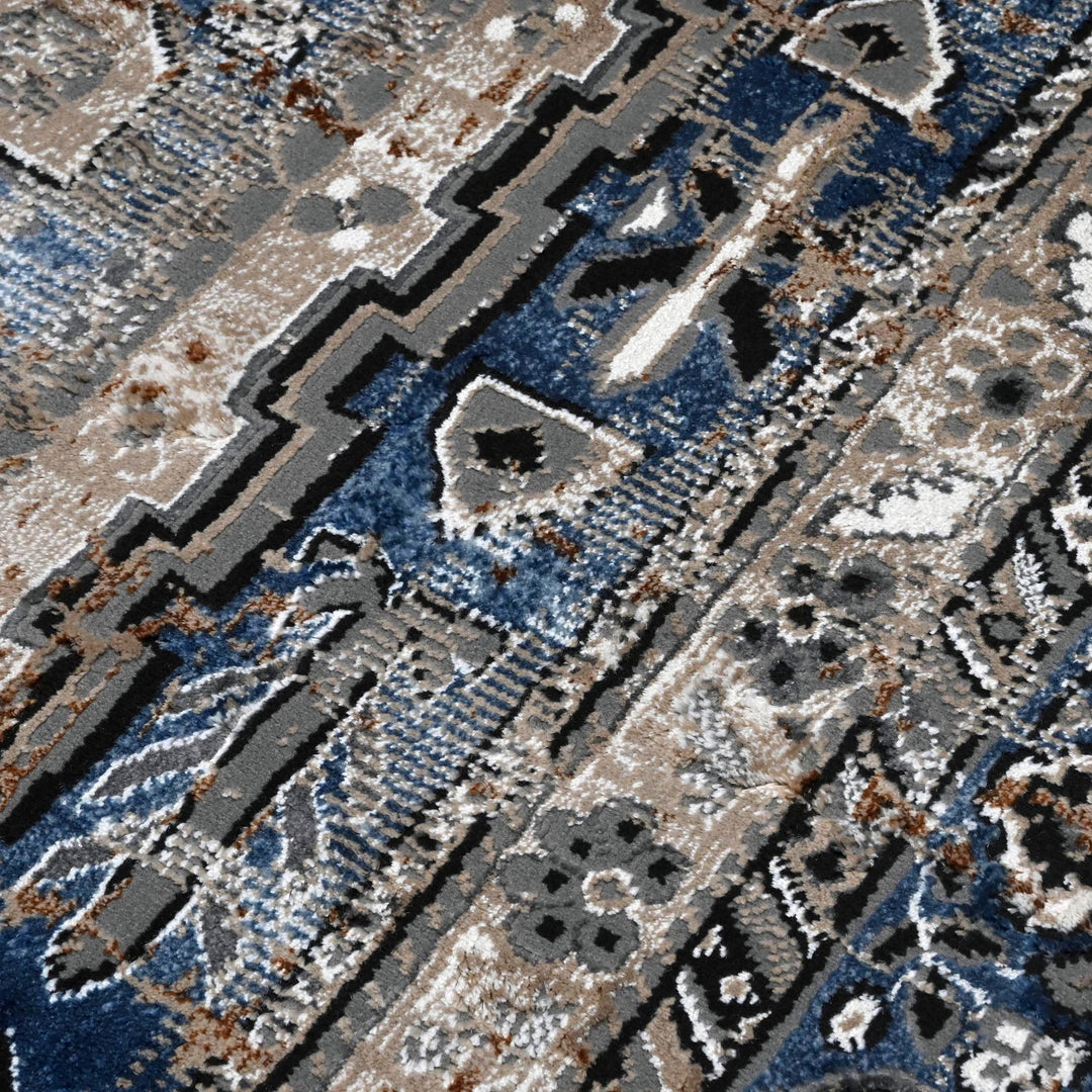 Blue Grey Turkish Rug 5X8 ft